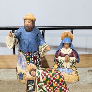 Jim Shore Nativity Scene with Blue and Red Accents